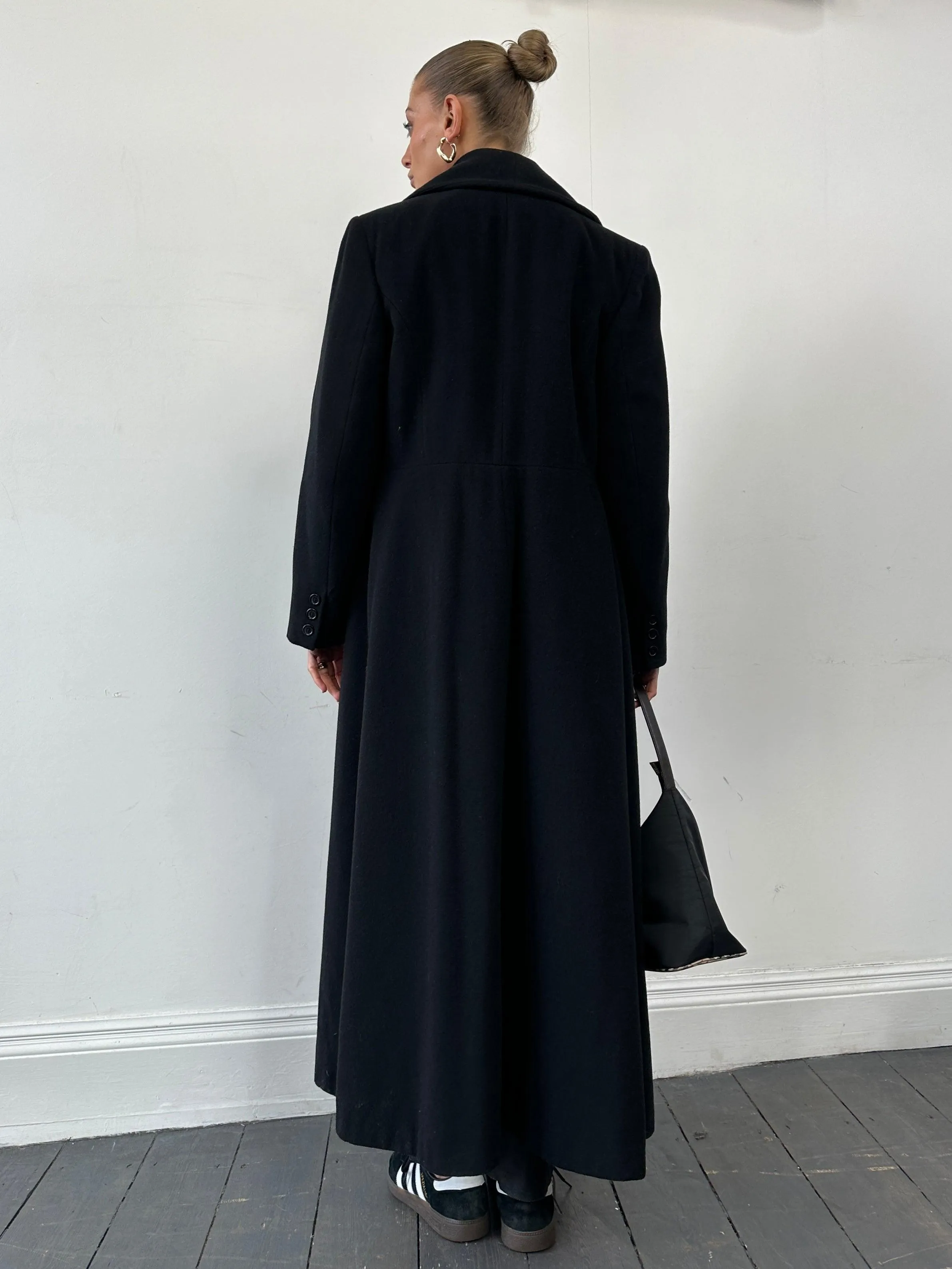 Vintage Wool Cashmere Double Breasted Floor Length Coat - M