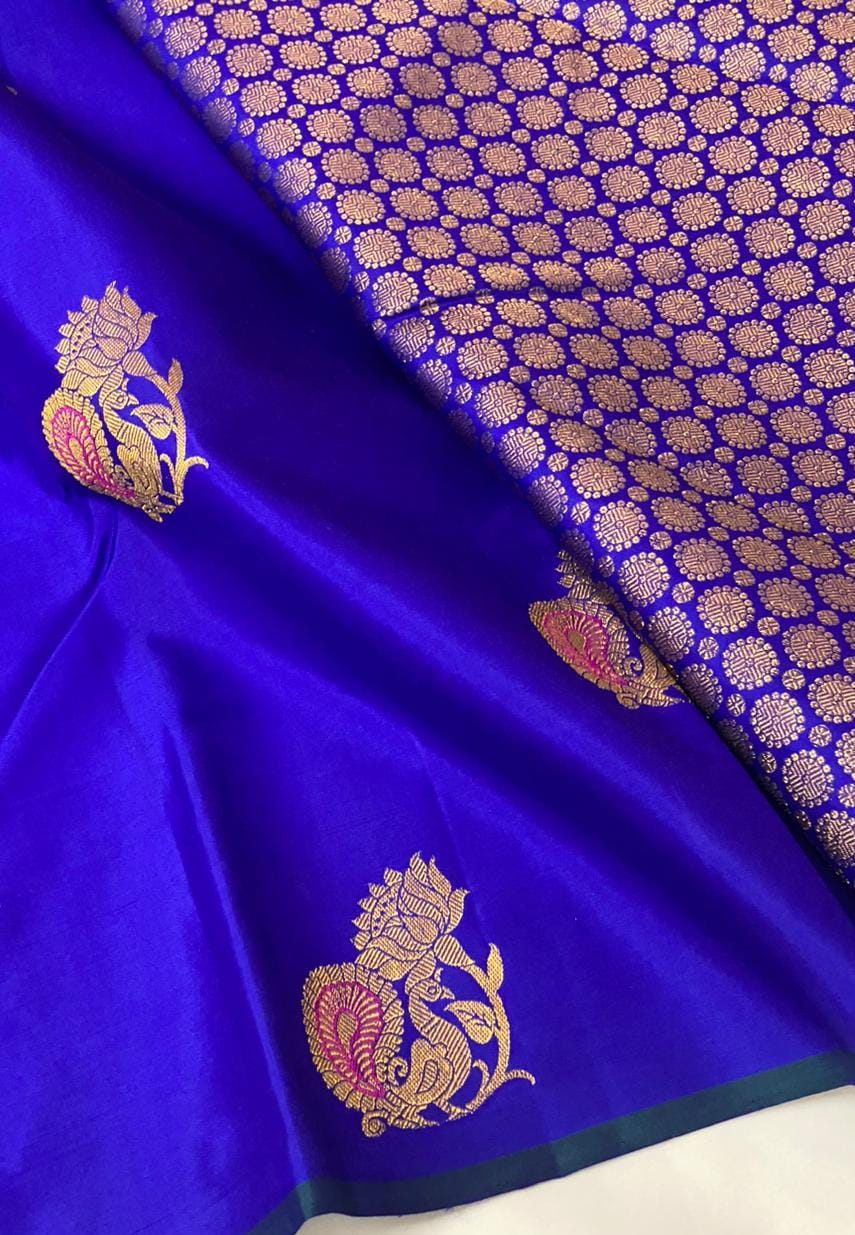 Vydehi , Indigo Blue Pure Kancheevaram Silk Saree for Women -PDS001IBS