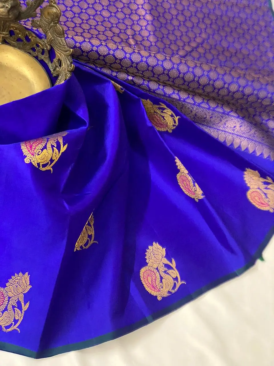 Vydehi , Indigo Blue Pure Kancheevaram Silk Saree for Women -PDS001IBS