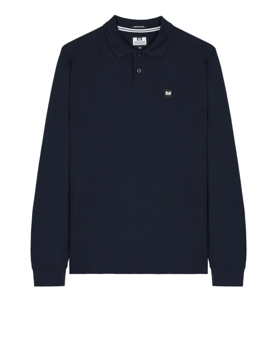 Weekend Offender Dice Long Sleeve Polo Shirt Navy