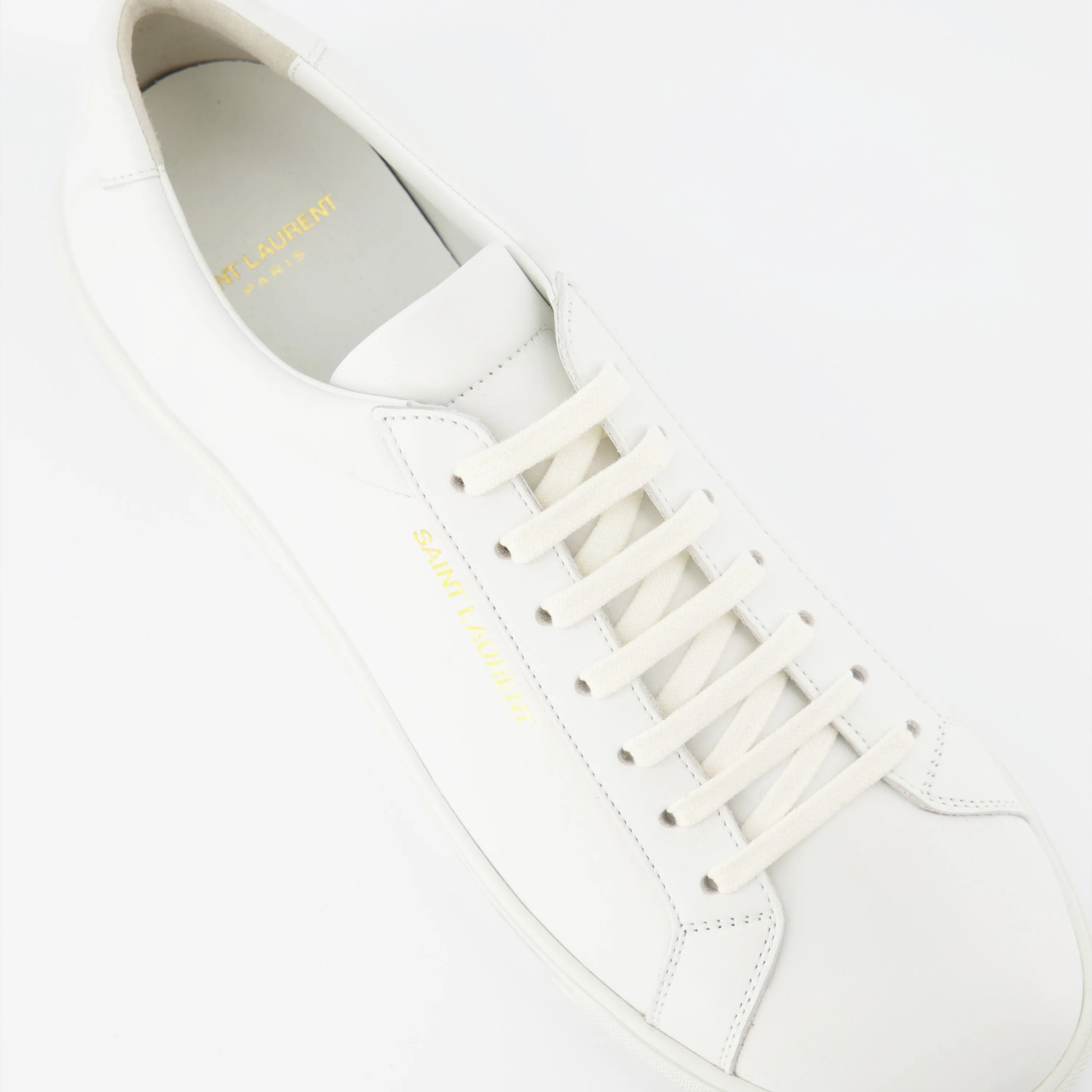 White Leather Low-Top Sneakers