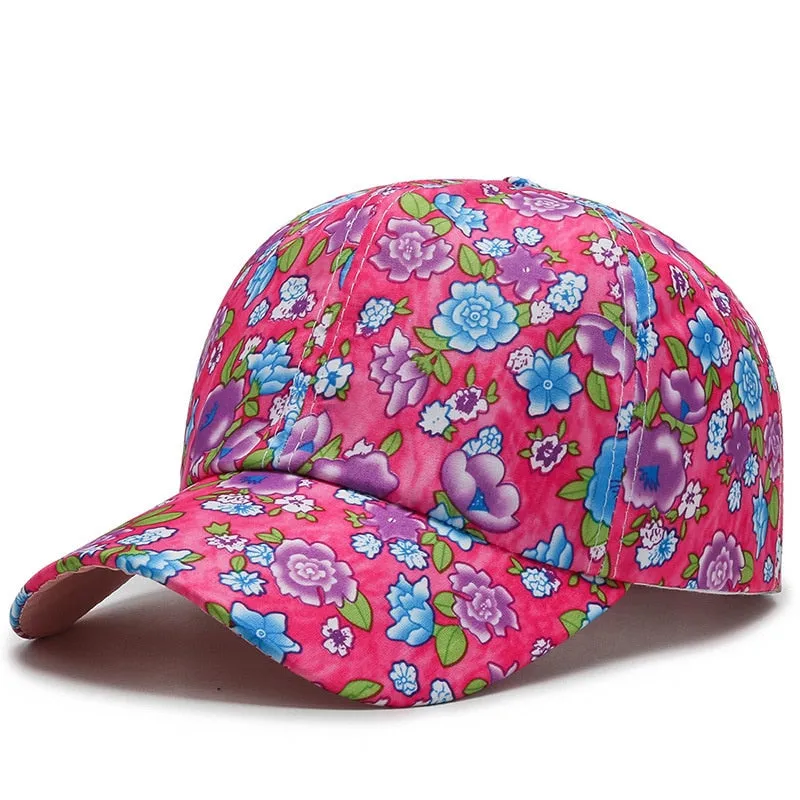 Women's Hip Hop Dustproof Rose Floral Print Embroidery Sport Baseball Cap