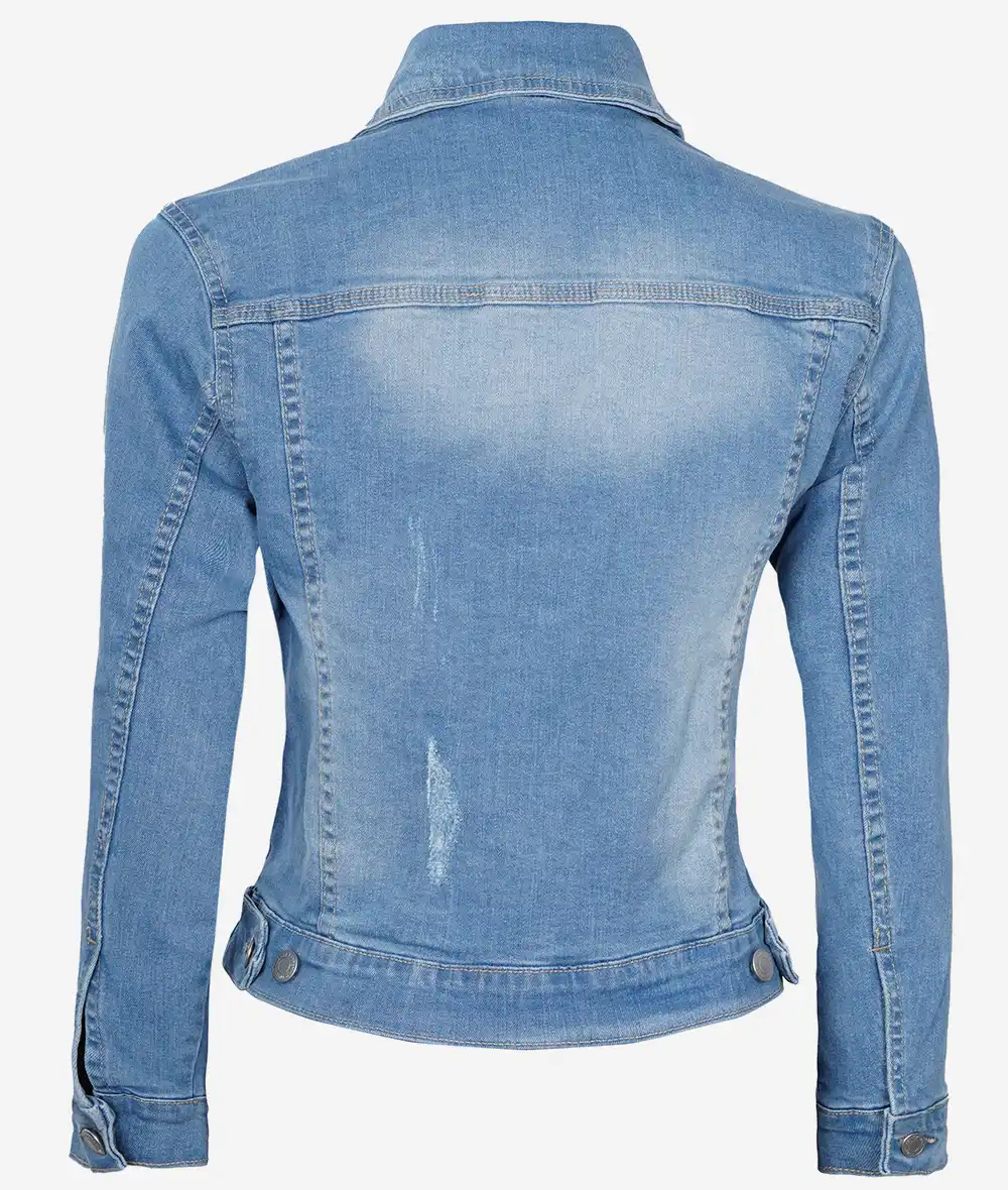 Womens Light Blue Trucker Style Denim Jacket