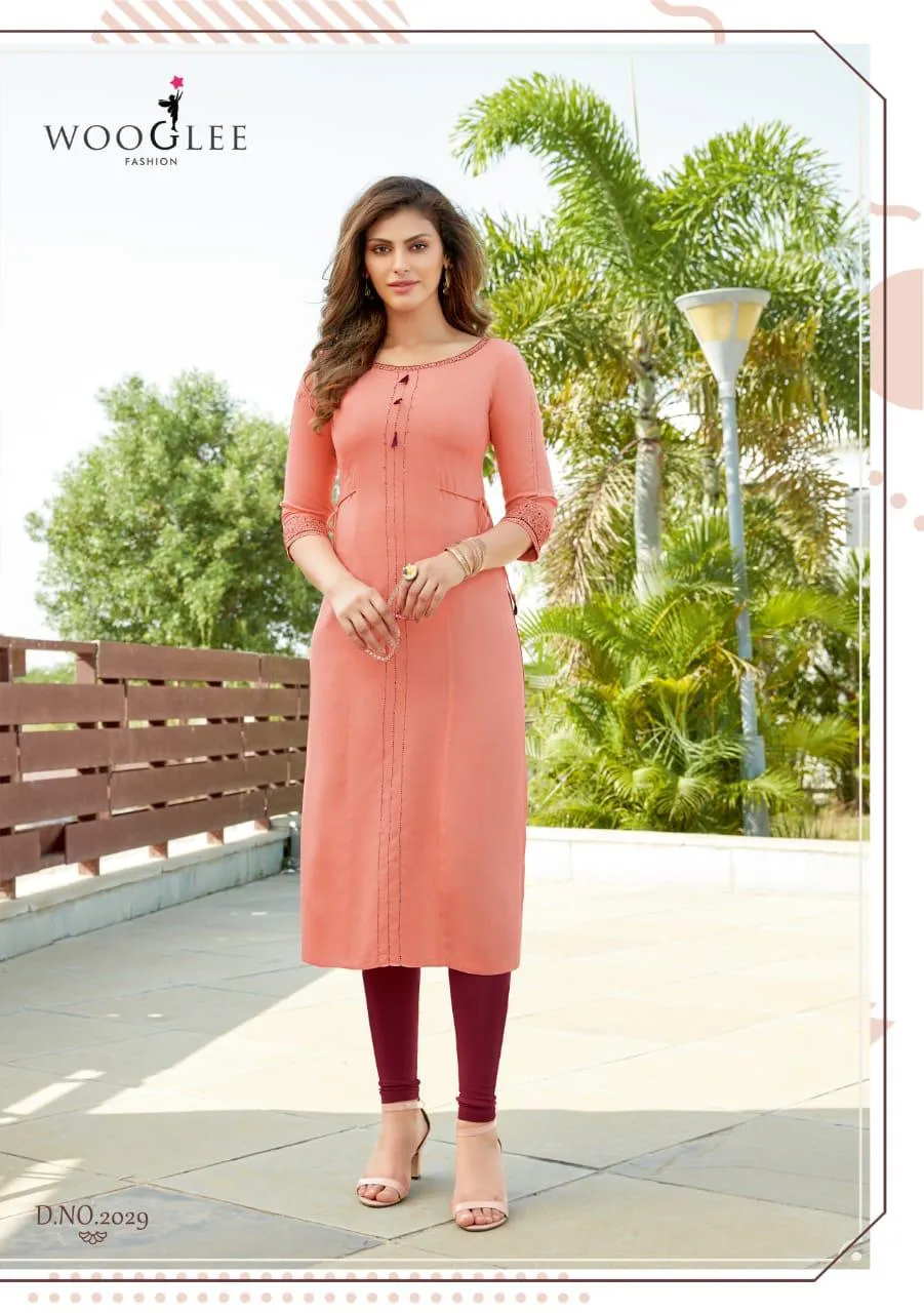 Wooglee Fashion Barbela Vol 4  Emrbroidery Work Kurti Collection