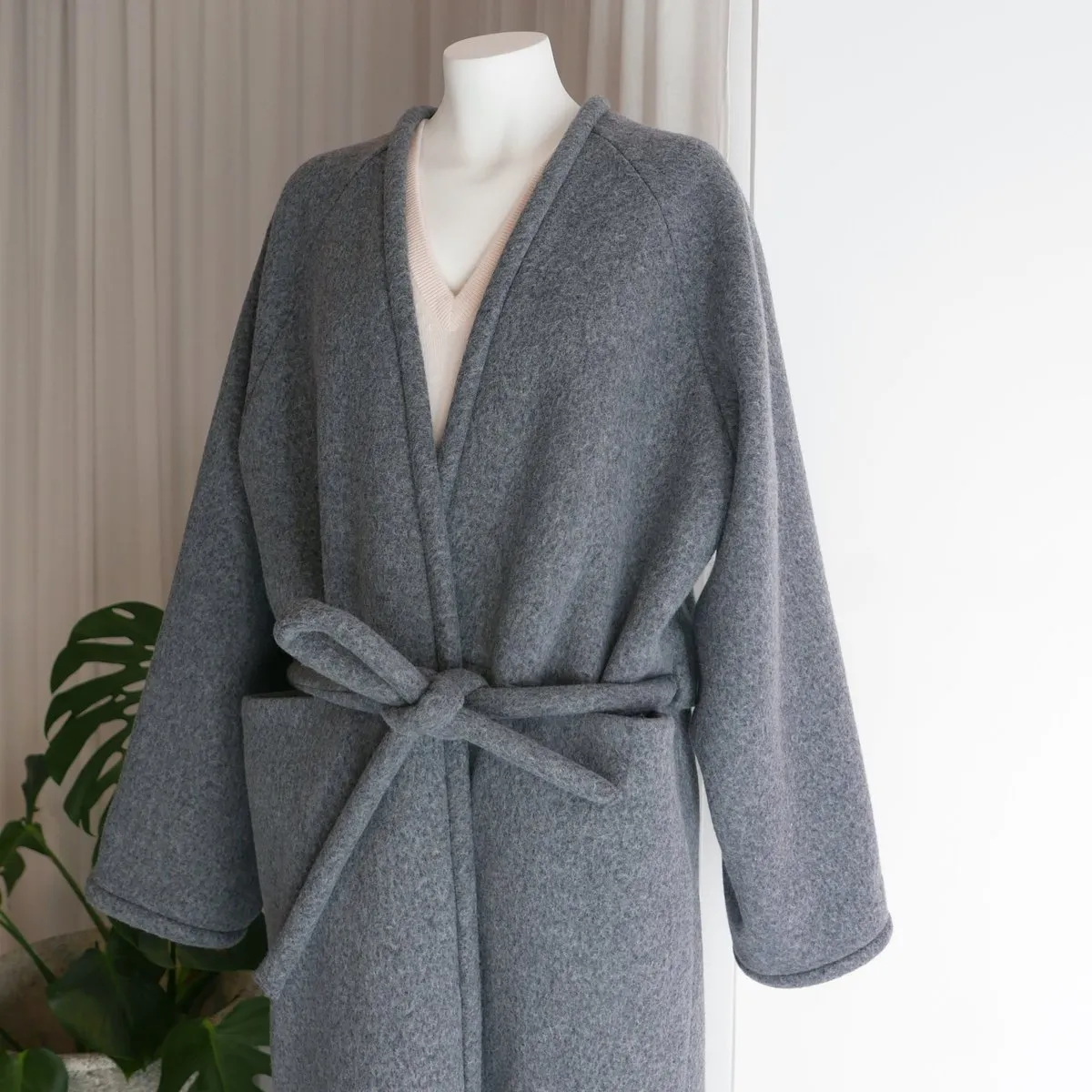 Wool Wrap Coat - Medium Grey